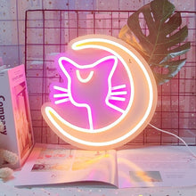 Load image into Gallery viewer, Sailor Moon Luna Cat Bedroom Neon Wall Sign