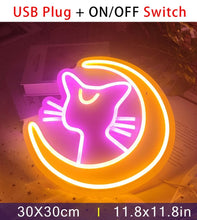 Load image into Gallery viewer, Sailor Moon Luna Cat Bedroom Neon Wall Sign