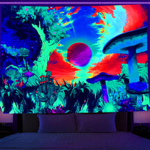 Load image into Gallery viewer, Home Fashion Simple Mushroom Tree Of Life Print Fluorescent Tapestry
