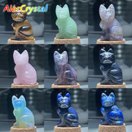 Natural Crystal Cat Stone Carving Figurines
