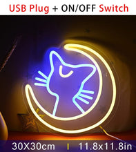 Load image into Gallery viewer, Sailor Moon Luna Cat Bedroom Neon Wall Sign
